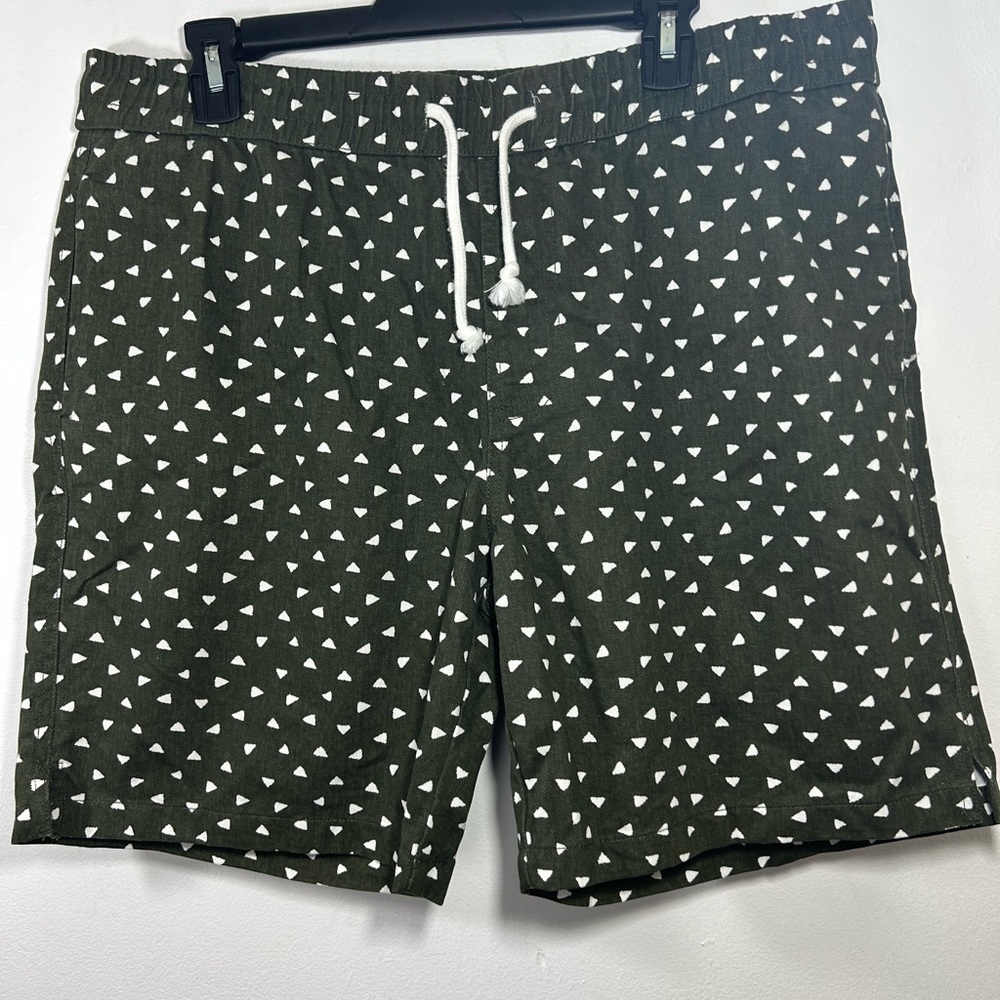 Zipcode Mens Size XL Olive Green White Triangle Cotton Drawstring Beach Shorts